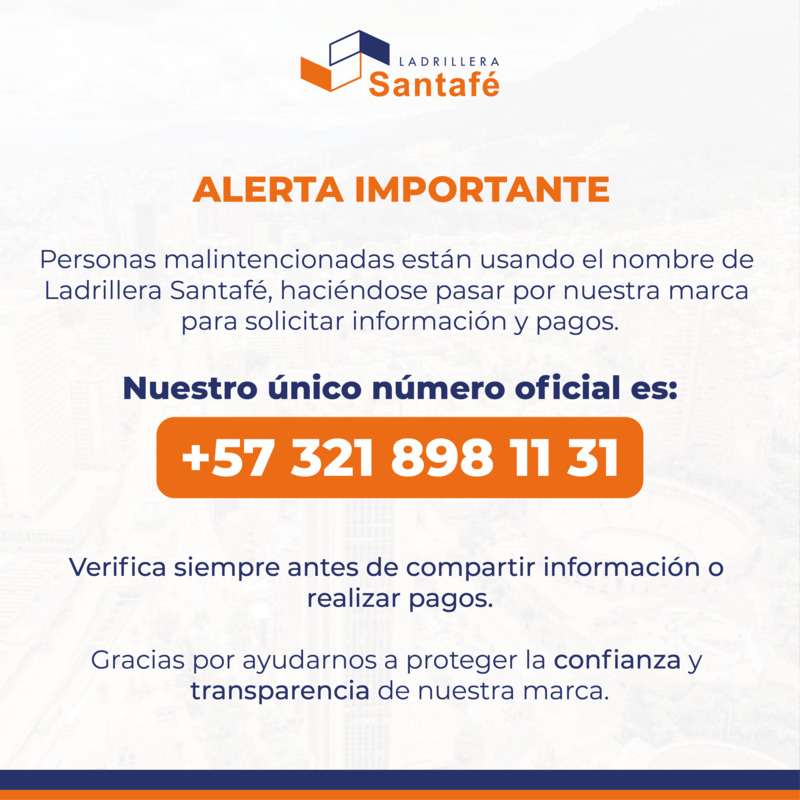 Pop up alerta - Ladrillera Santafé